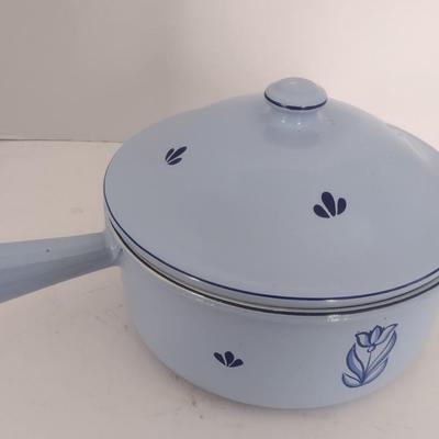 Vintage Dru Brand Enamel Lidded Pan Holland