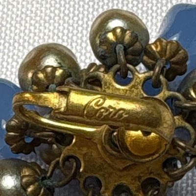 Vintage Coro blue glass clip on earrings