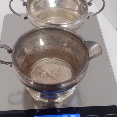 Pair of Vintage Sterling Silver Creamer and Sugar Bowls 127 grams