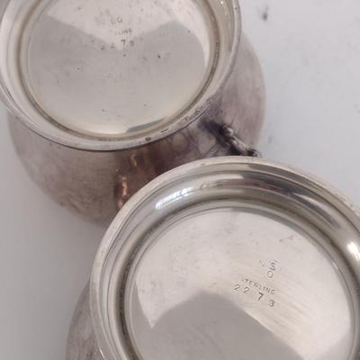Pair of Vintage Sterling Silver Creamer and Sugar Bowls 127 grams