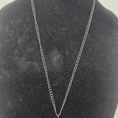 Vintage Silver-Tone Chain Necklace with Yellow Heart Pendant & Bird Motif