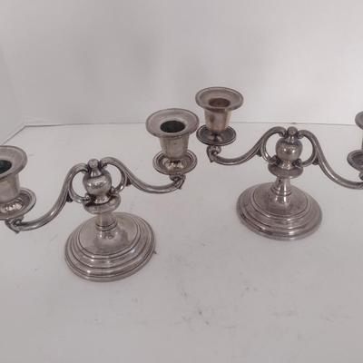Pair of Vintage Double Arm Sterling Silver Candelabras Choice A 491 grams