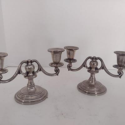 Pair of Vintage Double Arm Sterling Silver Candelabras Choice A 491 grams
