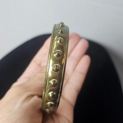 Vintage Studded Bangle Bracelet – Brass-Tone Finish with Bold Industrial Character