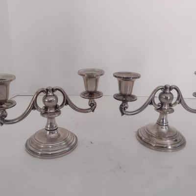 Pair of Vintage Double Arm Sterling Silver Candelabras Choice B 503 grams