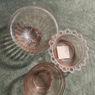 Pink glass bowls