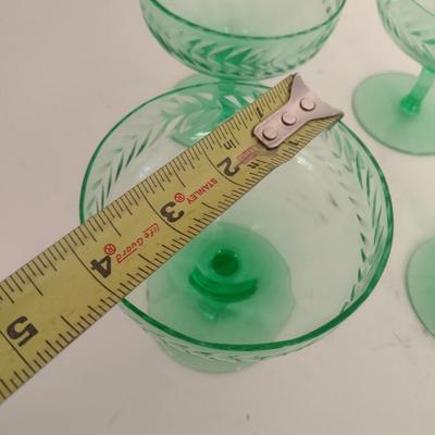 Set of Six Vintage Uranium Stemmed Glasses