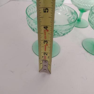 Set of Six Vintage Uranium Stemmed Glasses