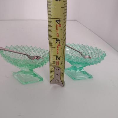 Pair of Vintage Uranium Glass Salt Sellers