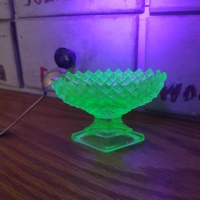 Pair of Vintage Uranium Glass Salt Sellers