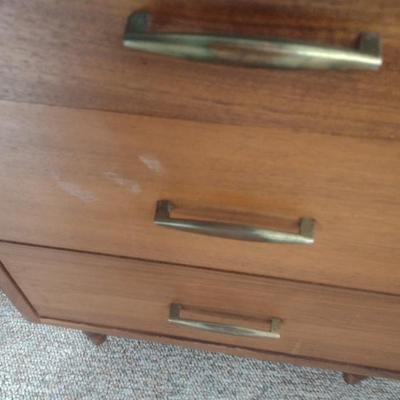 Pair of Mid Century Modern Three Drawer Side Tables
