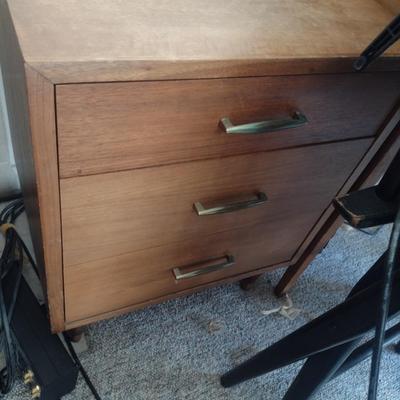 Pair of Mid Century Modern Three Drawer Side Tables