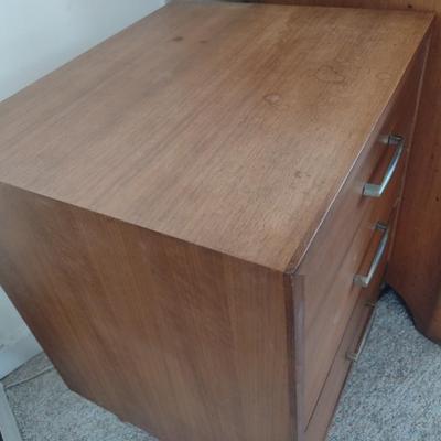 Pair of Mid Century Modern Three Drawer Side Tables