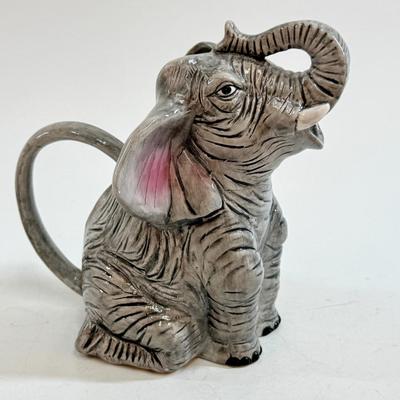 Sale Photo Thumbnail #171: Vintage ceramic elephant creamer or pitcher, produced by CBK Ltd in Taiwan in 1992.