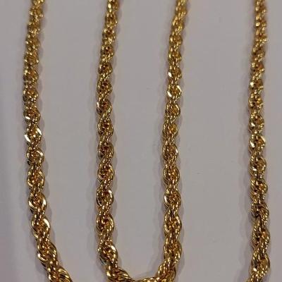 14k Yellow Gold Filled Rope Chain Necklace (4 mm, 30 inch)