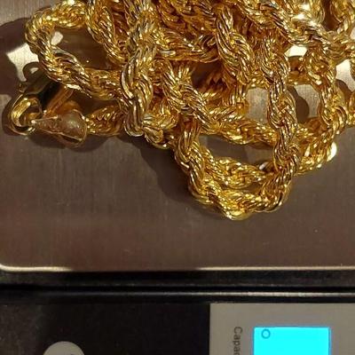 14k Yellow Gold Filled Rope Chain Necklace (4 mm, 30 inch)