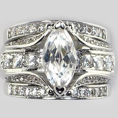 3-Pc Set Marquise Cubic Zirconia Ring Size 10