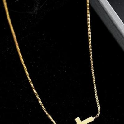 14 kt Gold Overlay Stainless Steel Cross Necklace