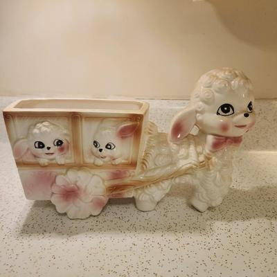 Lamb ceramic flower pot.