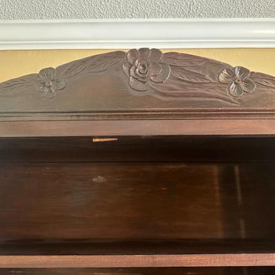 Vintage Wooden China Cabinet with Glass Display Doors