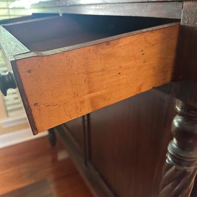 Vintage Wooden China Cabinet with Glass Display Doors