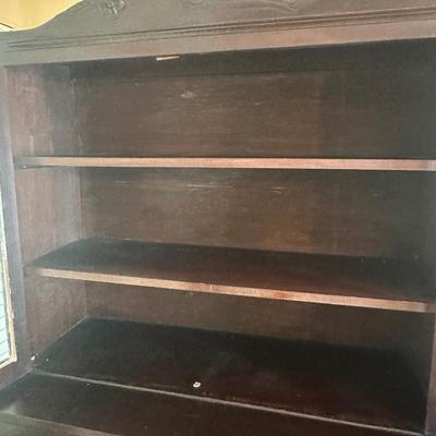 Vintage Wooden China Cabinet with Glass Display Doors