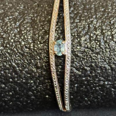 .925 STERLING TENNIS BRACELET WITH AQUAMARINE STONE