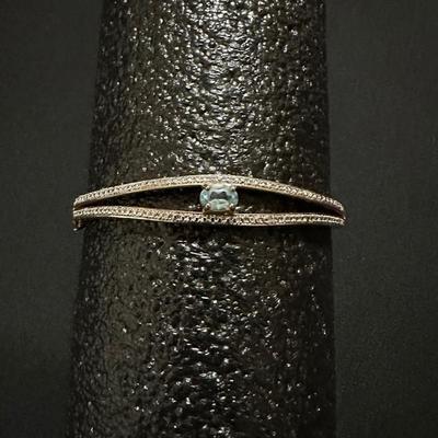 .925 STERLING TENNIS BRACELET WITH AQUAMARINE STONE