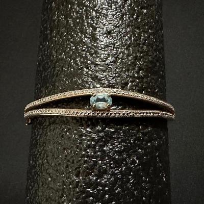 .925 STERLING TENNIS BRACELET WITH AQUAMARINE STONE