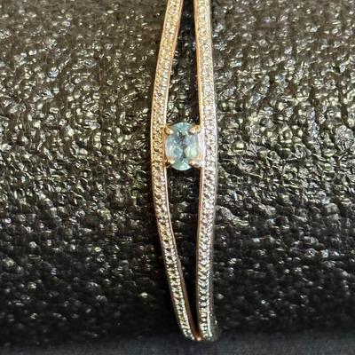 .925 STERLING TENNIS BRACELET WITH AQUAMARINE STONE