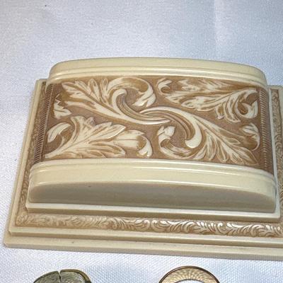 Sale Photo Thumbnail #312: See pics. Gold ring with figure is plastic.