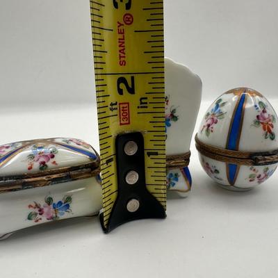 Three Limoges France Porcelain Trinket Boxes by Dubarry