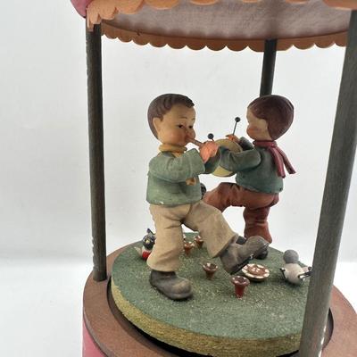 Vintage ANRI Hand-Carved Wooden Carousel Music Box