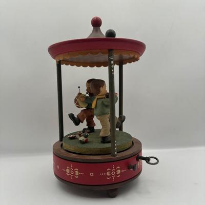 Vintage ANRI Hand-Carved Wooden Carousel Music Box