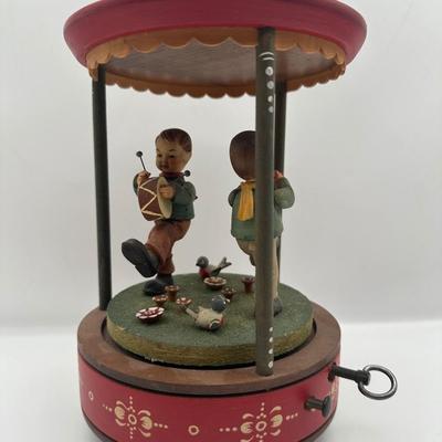 Vintage ANRI Hand-Carved Wooden Carousel Music Box
