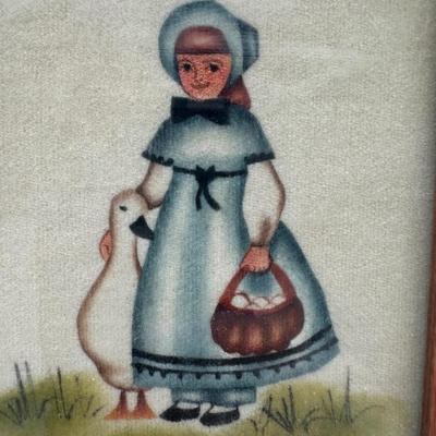 Pair of Jean Henry Theorem Paintings on Velvet – Folk Art, Framed