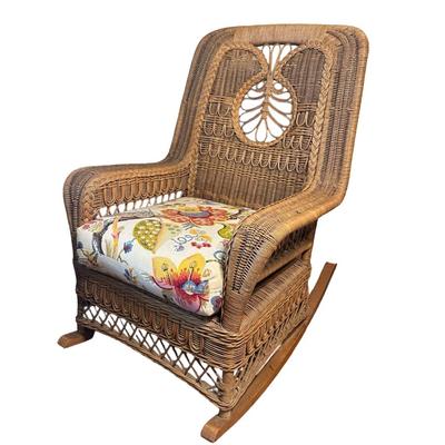 Wicker Rocking Chair with Cushioned Seat