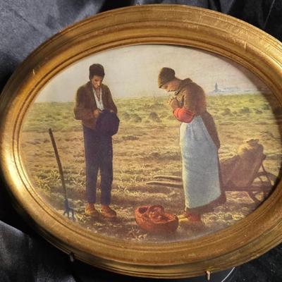 Vintage Framed Print of L'Angélus by Jean-François Millet - Made In Italy - Louvre Museum Edition with Fleur-de-Lis Backing