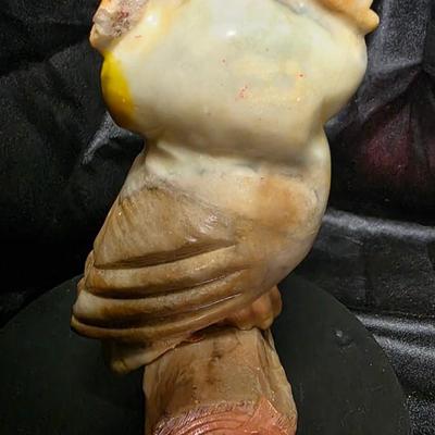 Vintage Hand-Carved Italian Alabaster Owl Figurine with Glass Eyes | Mid-Century Stone Sculpture