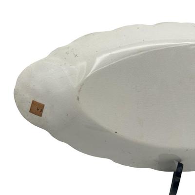 Vintage Blue Fish Platter with Gilt Decorated Scalloped Rim