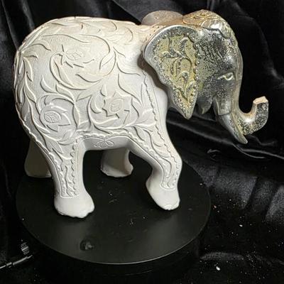 Vintage Elephant Figurine - Floral Engraved Lucky Trunk Up Decor
