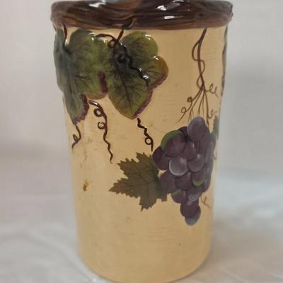 Pacific Rim Grape Wine Cooler / Utensil Holder – Hand-Painted Vintage Ceramic Sonoma Collection