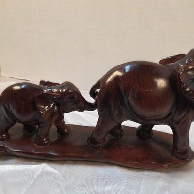 Vintage Elephant Family Resin Sculpture Figurine Decorative Tabletop Statue