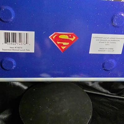 Vintage 2000s Vandor Collectible Tins Superman DC Comics Metal Lunch Box | Flying Man of Steel Over Metropolis | Hinged Lid w/ Handle |...