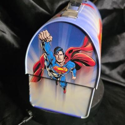 Vintage 2000s Vandor Collectible Tins Superman DC Comics Metal Lunch Box | Flying Man of Steel Over Metropolis | Hinged Lid w/ Handle |...