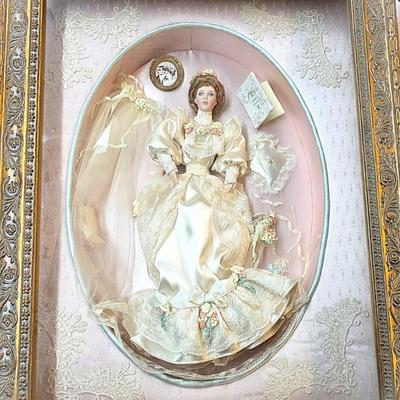 Franklin Mint “Elaine” Gibson Girl Wedding Remembrance Shadow Box Doll w/ COA (RenembRance)