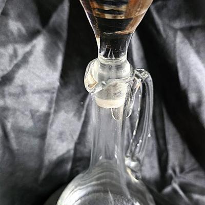 Vintage Hand-Blown Etched Glass Decanter with Solid Glass Stopper – A Classic Silhouette of Elegance