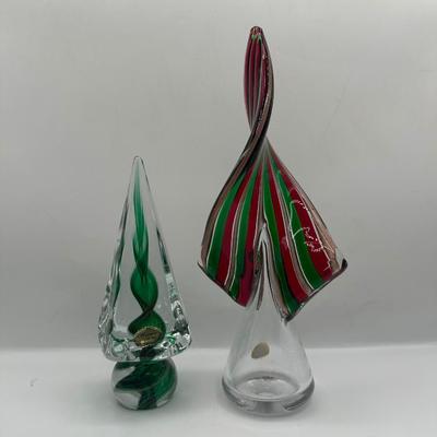 Pair of Murano Art Glass Christmas Trees