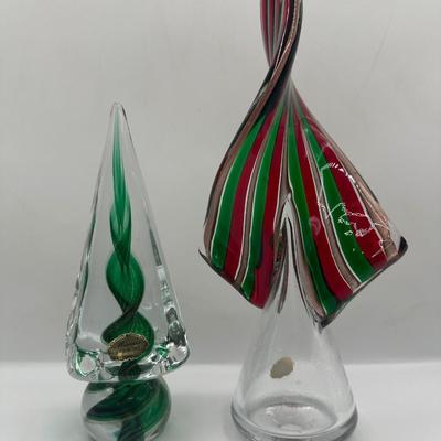 Pair of Murano Art Glass Christmas Trees