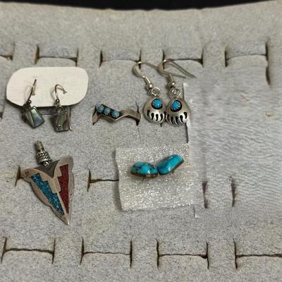 .925 STERLING SILVER JEWELRY & TURQUOISE EARRING